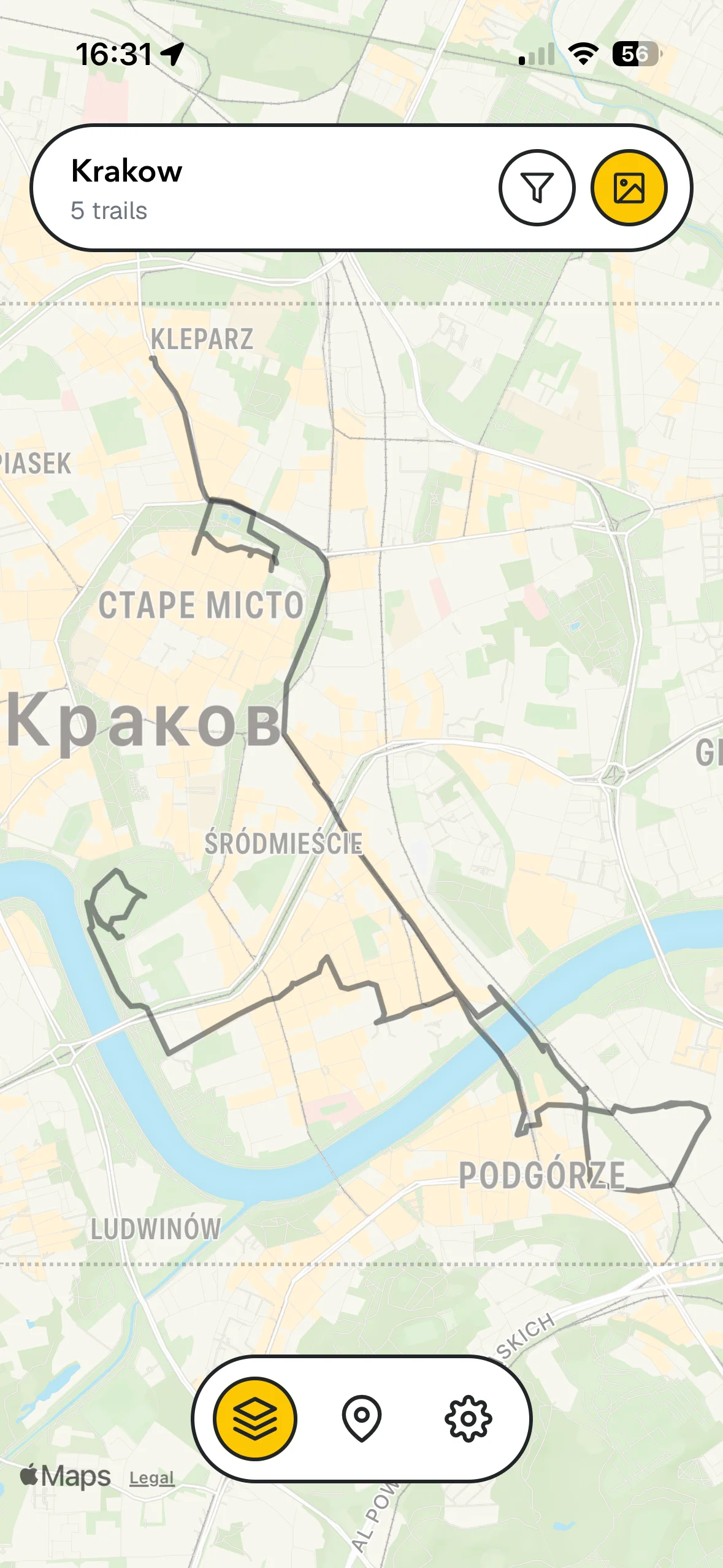 Stacked trails on map